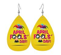 Happy April Fools Day Leather Earrings For Women Dangle Earring Drop Pendant With Hook Gifts For Adult Girl