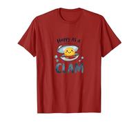 Happy as a Clam Cute Ocean Pun T-Shirt, Men, Cranberry Red, Medium