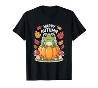 Happy Autumn Cottagecore Frog On Pumpkin T-Shirt