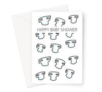 Happy Baby Shower Greeting Cards | Funny New Baby Card For Expecting Mom, Mommy To Be (Happy Baby Shower Nappy Print Card)