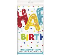 Happy Balloon Birthday Rectangular Plastic Table Cover (137cm x 213cm) - Perfect for Your Unique Celebration - 1 Pc