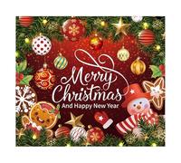 Happy Banner for Christmas, Happy Holidays Sign, Cute Happy Background, Parties Supplies Wall Banner, Photo Booth Props for Living Room Bedroom, 2.44mx2.1/8.01x6.99 Feet