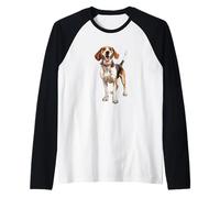 Happy Beagle Dog Lover Illustration Raglan Baseball Tee