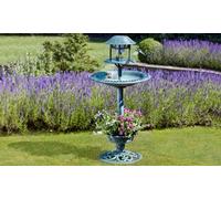 Garden Gear Happy Beaks Garden Bird Bath Feeding Station Hotel With Planter & Solar Light (Bronze)