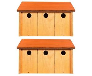 Happy Beaks Oakham Sparrow Terrace Nesting Box Wooden Housing Easy Clean Safe Nest for Sparrows (Terrace Nest Box x2)