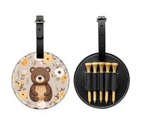 Happy Bear Black Printed golf tee storage bag - portable design, easy to organize tee, Black, One Size