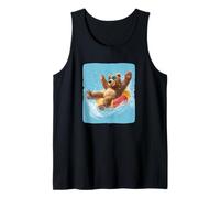 Happy Bear with Pool Ring for Water Fun Lovers Tank Top
