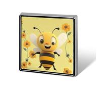 Happy bee Cartoon Blue Peacock Lapel Pin for Men Women Square Fashion Brooch Pin - Cute Enamel Badges, Aluminum Alloy Metal Pinback for Hats, Shirts, Bags, Jackets & Accessories