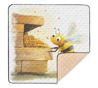 Happy Bee Collecting Honey Large Non-Slip Baby Playmat for Floor 1-Piecing Travel Play Mat for Baby Toddler Infant, 50'' x 50''