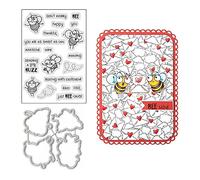 Happy Bee Day Stamps and Dies Set for Card Making,Clear Stamps and Metal Cutting Dies Sets for Scrapbooking DIY Album Card Making Supplies