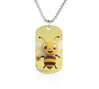 Happy Bee Necklace Gift for Girlfriend Boyfriend, Long Chain Pendant Custom with Picture, Personalized Necklace Gift for Christmas Anniversary Family Birthday Valentine's Day