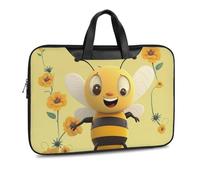 Happy Bee Printed Leather Shoulder Messenger Bag Briefcase for Men Women Travel Business Office Hangbag Laptop Pack Crossbody