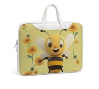 Happy Bee Printed Leather Shoulder Messenger Bag Briefcase for Men Women Travel Business Office Hangbag Laptop Pack Crossbody