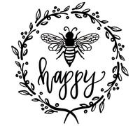 Happy Bee Quote Reusable Stencil A3 A4 A5 Art Craft Wall Decor / MG22 (Mylar Reusable Stencil, A4 Size - 210 x 297 mm, 8.3 x 11.7 in)