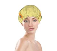 Happy bee Shower Cap for Women Reusable Bath Cap Upgrade Double Layers Bathing Hat Waterproof Elastic Bath Hair Caps for Women Ladies Spa Salon Hair Bath Hat