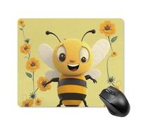 Happy Bee Square Mouse Pad Portable Computer Mousepad with Non-Slip Rubber Base 18 * 22cm Ultra-Thin Gaming Mouse Mat for Computer Laptop Office Desk Accessories