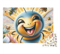 Happy Bees 1000 Piece Cardboard Jigsaw Puzzle for Adults 14+ Senior Centre Activity Classroom Puzzle Social Icebreaker Stress Relief 52x38cm/1000pcs