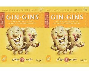 Happy Bees Bundle The Ginger People Gin Gins Hard Ginger Candy with 16% Real Ginger 84g (2 Pack)