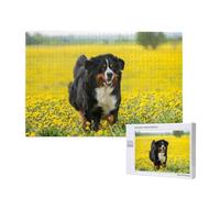 Happy Bernese Mountain Dog,1000 Pieces Wooden Jigsaw Family Game Jigsaw Puzzles for Adults Teens Home Decor