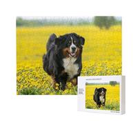 Happy Bernese Mountain Dog,500 Pieces Wooden Jigsaw Family Game Jigsaw Puzzles for Adults Teens Home Decor