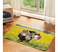 Happy Bernese Mountain Dog,Waterproof Pet Feeding Mat,PU Leather Placemats for Cat Dog Water Bowl,Food Mats,30x45cm