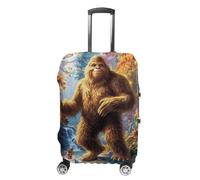 Happy Bigfoot Personalized Luggage Case Cover Funny Travel Accessories Washable Suitcase Protector Fit 19-32 Inch S