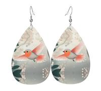 Happy birds flying Printed teardrop-shaped leather earrings | High-end design, light luxury earrings