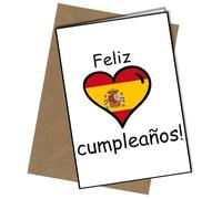 Happy Birhday In Spanish Heart Shaped Design A5 Birthday Card | Envelope Included | Blank Inside | Unique Design | Personalised Free of Charge