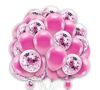 Happy Birthday 13th Pink Age Balloons - Confetti & Pearl, 12" Party Balloons With Ribbon, 10 Pack