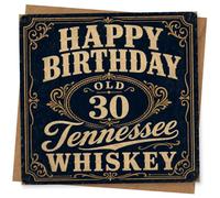 Happy Birthday 30th Tennessee Whiskey Card, Vintage Style Birthday Card for Him, 30th Greeting