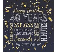 Happy Birthday 40 Years: Guest Book for a 40th Birthday - Party Decorations & Birthday Gifts for him or her - 40 Years Gold Confetti Edition - ... for Messages to treasure and Photos of Guests
