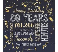 Happy Birthday 80 Years: Guest Book for a 80th Birthday - Party Decorations, Birthday Gifts for men and women - 80 Years Gold Confetti Edition - ... pages for Messages and Photos of Guests