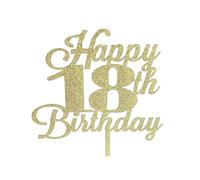 HAPPY BIRTHDAY ACRYLIC CAKE TOPPERS, 1ST, 2ND, 4TH, 16TH, 18TH 21ST, 30TH, 40TH, 50TH, 60TH, 70TH, 80TH GOLD SILVER GLITTER CUPCAKE RHINESTONE CAKE DECORATIONS (HAPPY 18TH)