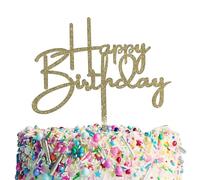 HAPPY BIRTHDAY ACRYLIC CAKE TOPPERS, 1ST, 2ND, 4TH, 16TH, 18TH 21ST, 30TH, 40TH, 50TH, 60TH, 70TH, 80TH GOLD SILVER GLITTER CUPCAKE RHINESTONE CAKE DECORATIONS (HAPPY BIRTHDAY GOLD)