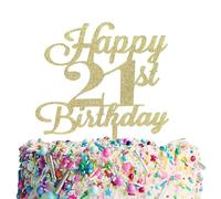HAPPY BIRTHDAY ACRYLIC CAKE TOPPERS, 1ST, 2ND, 4TH, 16TH, 18TH 21ST, 30TH, 40TH, 50TH, 60TH, 70TH, 80TH GOLD SILVER GLITTER CUPCAKE RHINESTONE CAKE DECORATIONS (21)