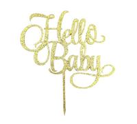 HAPPY BIRTHDAY ACRYLIC CAKE TOPPERS, 1ST, 2ND, 4TH, 16TH, 18TH 21ST, 30TH, 40TH, 50TH, 60TH, 70TH, 80TH GOLD SILVER GLITTER CUPCAKE RHINESTONE CAKE DECORATIONS (HELLO BABY)