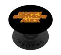 Happy Birthday Alex Personalized Name Retro Typography PopSockets Adhesive PopGrip