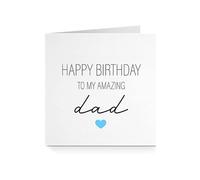 Happy Birthday Amazing Dad Card - Blue Love Heart (For Him)