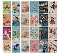 Happy Birthday and Baby Shower Greeting Cards for Kids, Adults, Girls, Boys - 13 x 19 cm - Includes Envelopes - Ideal for Men, Women, Kids, Male, Female - Pack of 6