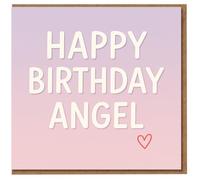Happy Birthday Angel Card - Pastel Gradient with Heart - Romantic Birthday Card for Partner, Girlfriend or Boyfriend
