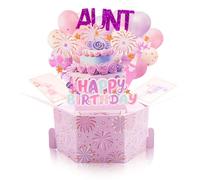 Happy Birthday Aunt Pop up Card Funny Auntie Gift, Creative 3D Foldable Colorful Greeting Card Paper with Envelope Women Birthday Gift from Niece Nephew