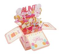 Happy Birthday Aunt Pop up Card Funny Auntie Gift from Niece Nephew, 3D Foldable Colorful Greeting Card Paper with Envelope Bouquet Floral Creative Women