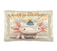 Happy Birthday Axolotl Washable Dog Bed Mat Soft Anti-Slip Pet Mat for Large Jumbo Medium Small Dogs 24" x 18"