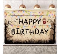 Happy Birthday Backdrop, 100x150cm/39.4x59.1in Themed Party Supplies Spooky Rustic Backdrop Welcome to The Other Side Wall Decorations Decor & Photo Props