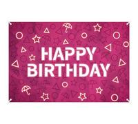 Happy Birthday Backdrop, 150x100cm/59.05x39.37in Polyester Reusable Korean Games Backdrop Easy to Use Korean Games Party Decoration Supplies for Men Women Birthday