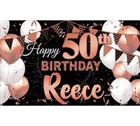 Happy Birthday Backdrop Background Banner Personalised Black and Rose Gold Sign Poster Fabric Glitter Cloth Curtain Party Decorations man woman any name, any age