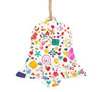 Happy Birthday Background Wooden Christmas Tree Ornaments Bell Shape 4 PCS - Vintage Pendant Decorations for Holiday Home Decor