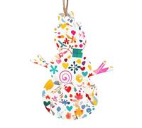 Happy Birthday Background Wooden Christmas Tree Ornaments Snowman Shape 4 PCS - Vintage Pendant Decorations for Holiday Home Decor