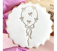 Happy Birthday Balloon Bows Cookie Cutter Fondant Icing Stamp Embosser fits m&s Butter Biscuits Reusable Cake Decorating Tool Cookies Cupcakes Marks and Spencers with Free Matching Cutter