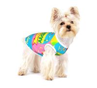 Happy Birthday Balloon Large Stretchy Dog T-Shirts Soft Cool Sleeveless Stripe Vests Breathable Clothes for Puppy Kitty Cats Small.